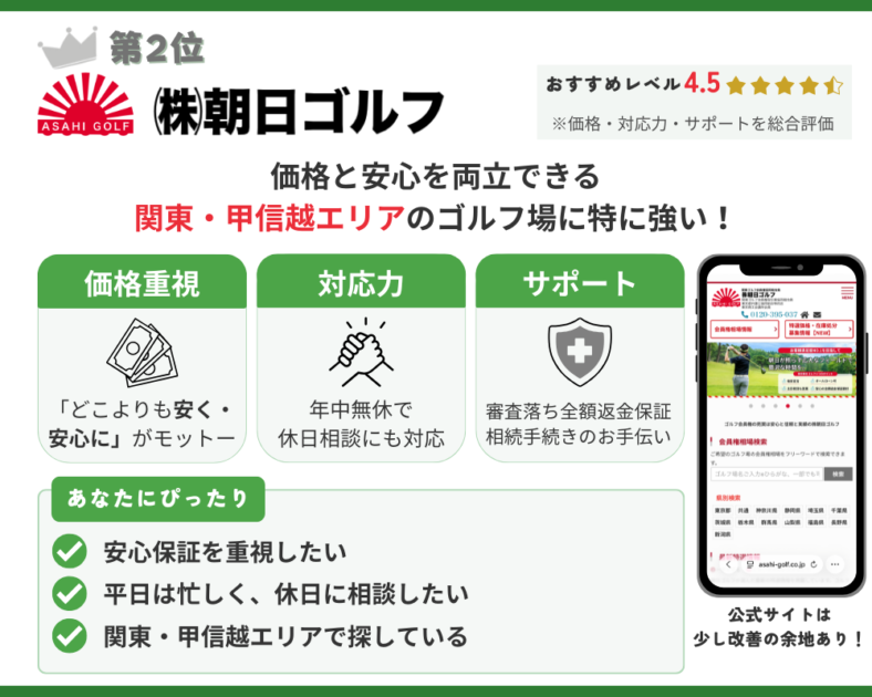 朝日ゴルフの評価まとめ