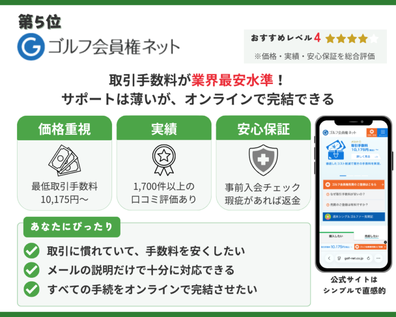 ゴルフ会員権ネットの評価まとめ