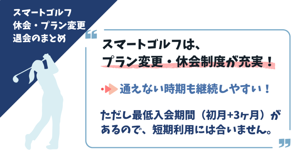スマートゴルフはプラン変更・休会が充実している