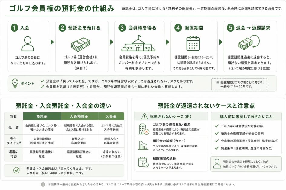 ゴルフ会員権の預託金の仕組みを1枚にまとめてみた