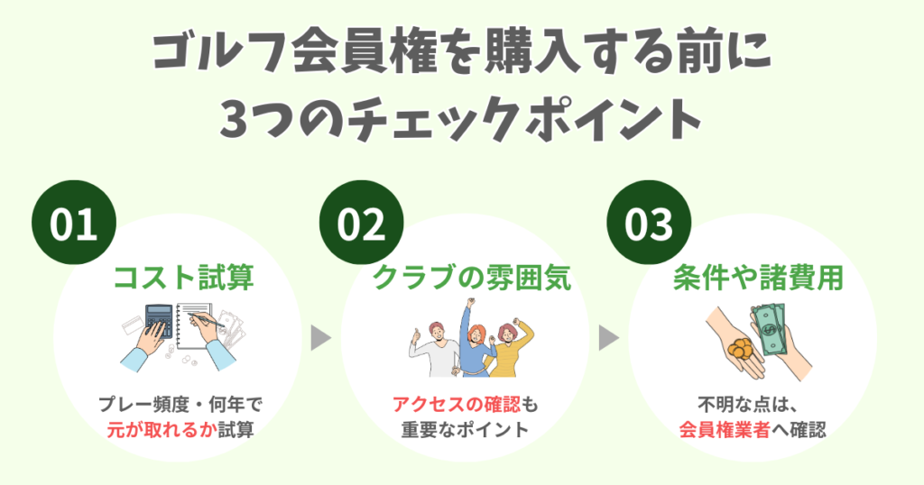 ゴルフ会員権を購入する前に3つのチェックポイント